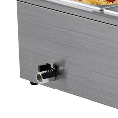 Commercial Food Warmer, 1500W Electric Stainless Steel Steam Food Warmer with Glass Cover, 9-Pan Countertop Buffet Bain Marie with Soup & Perforated Ladles, for Catering, Restaurant & Party