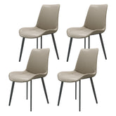Light Grey PU Leather Dining Chair with Metal Legs, Modern Upholstered Chair Set of 4 for Kitchen, Restaurant, Living, Meeting Room