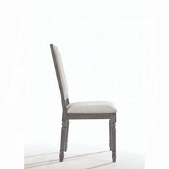 Classic Gray Finish Side Chairs Set of 2, Upholstered Seat and Back Wooden Dining Furniture