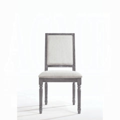 Classic Gray Finish Side Chairs Set of 2, Upholstered Seat and Back Wooden Dining Furniture