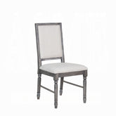 Classic Gray Finish Side Chairs Set of 2, Upholstered Seat and Back Wooden Dining Furniture