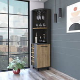 Hamden 10-Bottle 1-Shelf Bar Cabinet Wenge and Pine