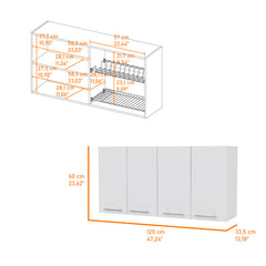 Burlingame 5-Shelf 4-Door 2-piece Kitchen Set, Kitchen Island and Upper Wall Cabinet White and Walnut