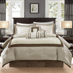 7 Piece Comforter Set Taupe/Brown King