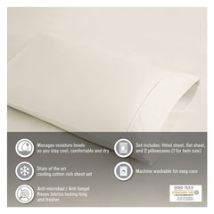 4-Piece Queen Cooling Cotton Blend Sheet Set, Purple
