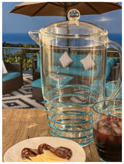 2.5 Quarts Water Pitcher with Lid, Swirl Unbreakable Plastic Pitcher, Drink Pitcher, Juice Pitcher with Spout BPA Free