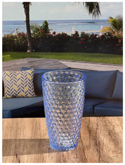 Diamond Cut Acrylic Glasses Drinking Set of 4 (19oz), Plastic Drinking Glasses, BPA Free Cocktail Glasses, Drinkware Set, Drinking Water Glasses