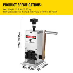 Manual Wire Stripping Machine 0.06-0.98 inches, Wire Stripper Machine with Hand Crank Portable, Wire Stripping Tool Aluminum Construction,for Scrap Copper Recycling