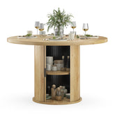 43" Round Dining Table for 4 People, Small Wood Kitchen Table with Sturdy Metal Base, Modern Round Dinner Table for Dining Room, Easy Assembly