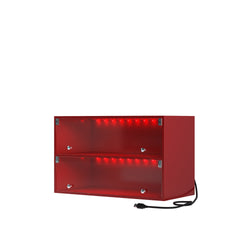 Red Glass Door Shoe Box Shoe Storage Cabinet For Sneakers With RGB Led Light