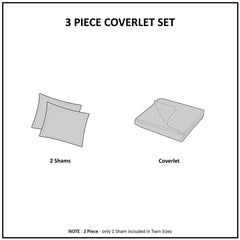 3 Piece Reversible Scalloped Edge Quilt Set Blush King/Cal King