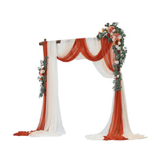 Artificial Wedding Arch Flowers Kit (Pack of 5) with 33Ft Wedding Arch Draping Fabric,Arch Flowers for Wedding Ceremony and Reception Backdrop Wedding Decoration (Orange)