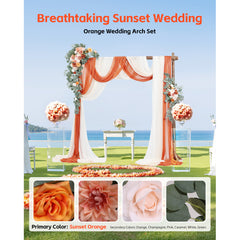 Artificial Wedding Arch Flowers Kit (Pack of 5) with 33Ft Wedding Arch Draping Fabric,Arch Flowers for Wedding Ceremony and Reception Backdrop Wedding Decoration (Orange)