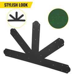 Gable Plate, Black Powder-Coated Truss Connector Plates, 12:12 Pitch Gable Bracket, 4 mm / 0.16" Steel Truss Nail Plates, Decorative Gable Plate with Bolts for Wooden Beam Use