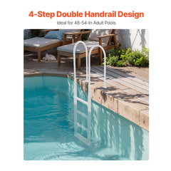 Pool Ladder Thickened 4-Step & 2 Handrails of 300 lb Capacity for 48-54 In Pool