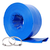 3"x100FT Pool Backwash Hose, Blue Heavy Duty Reinforced PVC Lay Flat Water Discharge Hose for Swimming Pool Filter Pump,with 2 Clamp