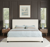 King Size White Boucle Upholstered Platform Bed
