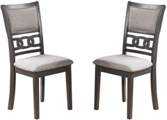 Dining Room Furniture Grey Finish Set of 2 Side Chairs Cushion Seats Unique Back Kitchen Breakfast Chairs
