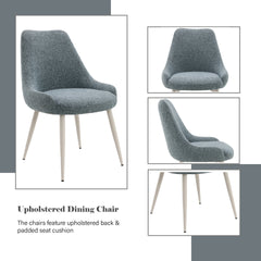 Laela Light Blue Boucle & Bone White Table Side Chair (Set of 2)