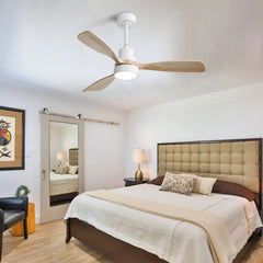 48 Inch Solid Wood Ceiling Fan with Dimmable Light 6 Speed Reversible DC Motor