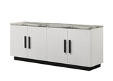 Reine 63"W White Cabinet Console Table with White Faux Marble Top