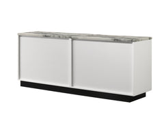 Matilda 63" White Cabinet Console Table with White Faux Marble Top