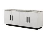 Matilda 63" White Cabinet Console Table with White Faux Marble Top