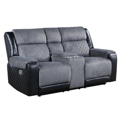 ALICIA GREY/BLACK CONSOLE RECLINING LOVESEAT
