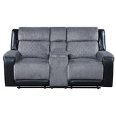 ALICIA GREY/BLACK CONSOLE RECLINING LOVESEAT