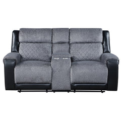 ALICIA GREY/BLACK CONSOLE RECLINING LOVESEAT