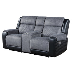 ALICIA GREY/BLACK CONSOLE RECLINING LOVESEAT