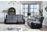 ALICIA GREY/BLACK RECLINING SOFA and LOVESEAT