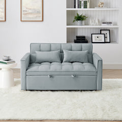 54.33 inch versatile foldable sofa bed in 3 lengths, modern sofa velvet pull-out bed, adjustable back (Light Gray)