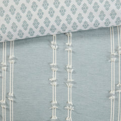 3 Piece Cotton Jacquard Comforter Set Aqua Full/Queen
