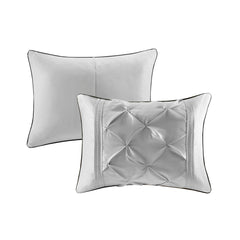 7 Piece Tufted Comforter Set Grey Full
