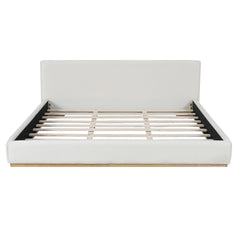 Elegant Upholstered Bed With Solid Wood Frame, Unlocking A New Experience Of Comfortable Sleeping, King, White