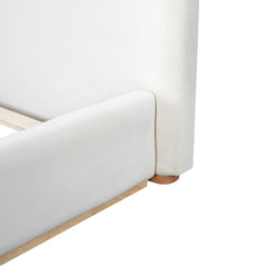 Elegant Upholstered Bed With Solid Wood Frame, Unlocking A New Experience Of Comfortable Sleeping, King, White