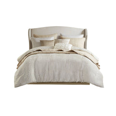 10 PCS Queen Luxury Jacquard Comforter Set Ivory