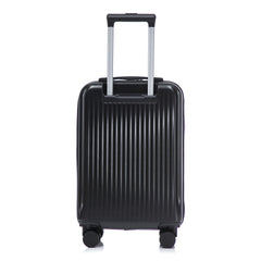 14"/20" 2 pcs/set in ABS Spinner Wheel Luggage, with Combination Lock and Front Opening Design, 14" Cosmetic Case (Black)