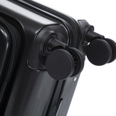 14"/20" 2 pcs/set in ABS Spinner Wheel Luggage, with Combination Lock and Front Opening Design, 14" Cosmetic Case (Black)