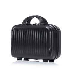 14"/20" 2 pcs/set in ABS Spinner Wheel Luggage, with Combination Lock and Front Opening Design, 14" Cosmetic Case (Black)