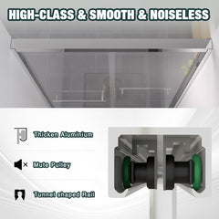44-48"x76" Aluminum Frame Double Sliding Shower Door,Bypass Bathroom Sliding Door with Premium 1/4" (6mm) Clear Tempered Glass, Chrome Hardware Sliding Glass Shower Enclosure,Chrome Finished