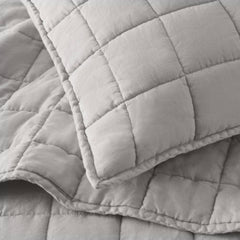 3-Piece Full/Queen Linen Garment Washed Quilt Set,Gray