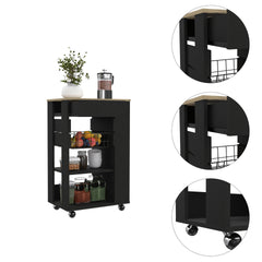Wenge and Light Oak 5-Shelf 1-Drawer Kitchen Cart