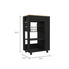 Wenge and Light Oak 5-Shelf 1-Drawer Kitchen Cart