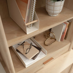 Transitional Library 2-Shelf Hutch, Brown finish