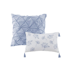 8 Piece Cotton Printed Comforter Set Blue Queen