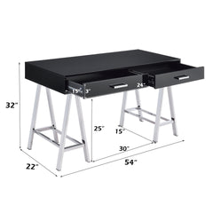 Coleen Black High Gloss & Chrome Finish Writing Desk