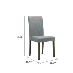 Muly Side Dining Chair Set of 4, Fabric Seating, Gray Brown Wood