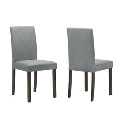 Muly Side Dining Chair Set of 4, Fabric Seating, Gray Brown Wood